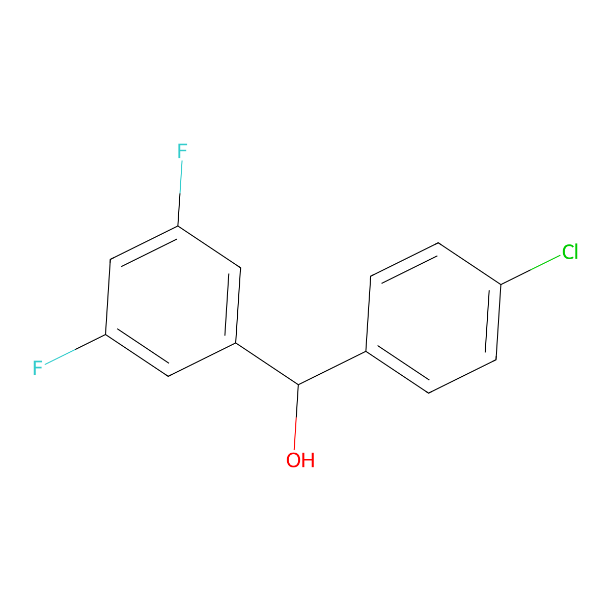 (4-Chlorophenyl)(3,5-difluorophenyl)methanol molecular structure, CAS 844683-38-1