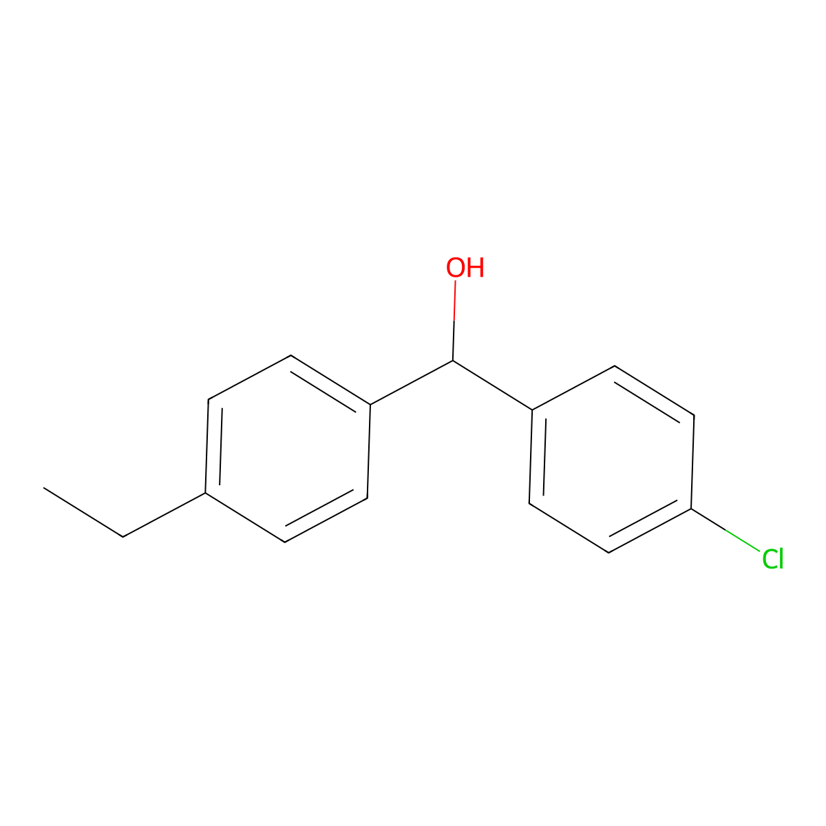 (4-Chlorophenyl)(4-ethylphenyl)methanol molecular structure, CAS 844683-42-7