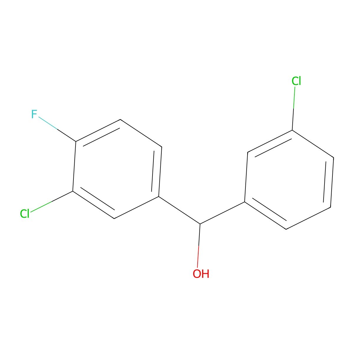 (3-Chloro-4-fluorophenyl)(3-chlorophenyl)methanol molecular structure, CAS 844683-45-0