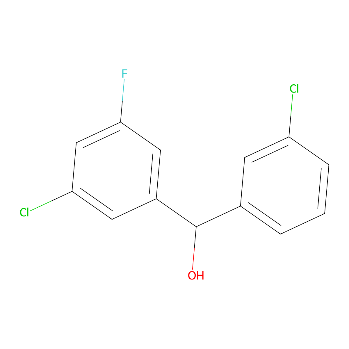(3-Chloro-5-fluorophenyl)(3-chlorophenyl)methanol molecular structure, CAS 844683-46-1