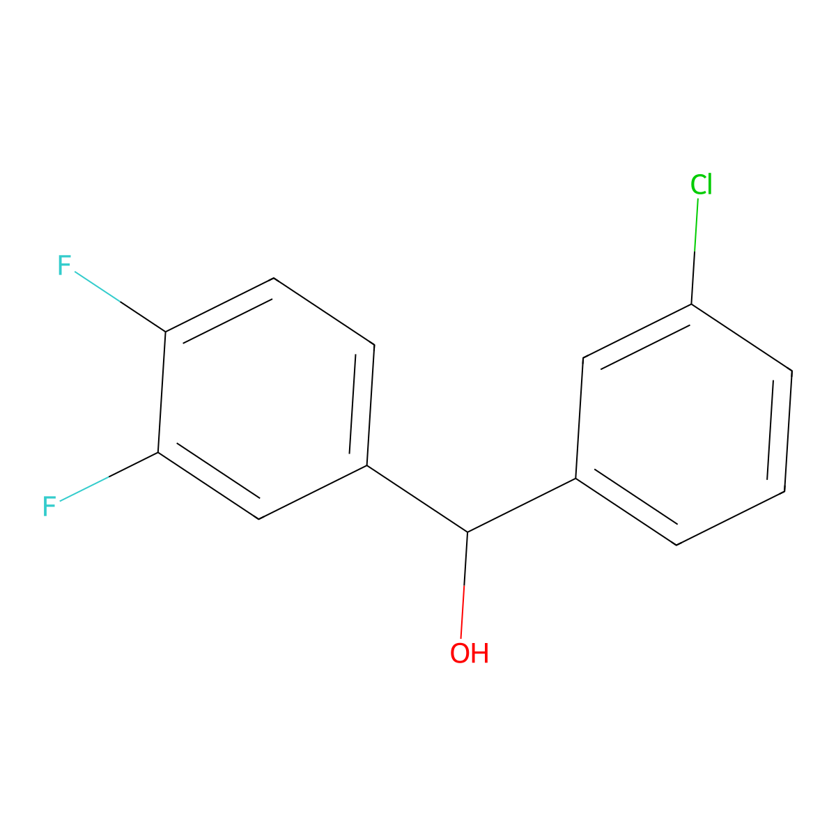 (3-Chlorophenyl)(3,4-difluorophenyl)methanol molecular structure, CAS 844683-50-7