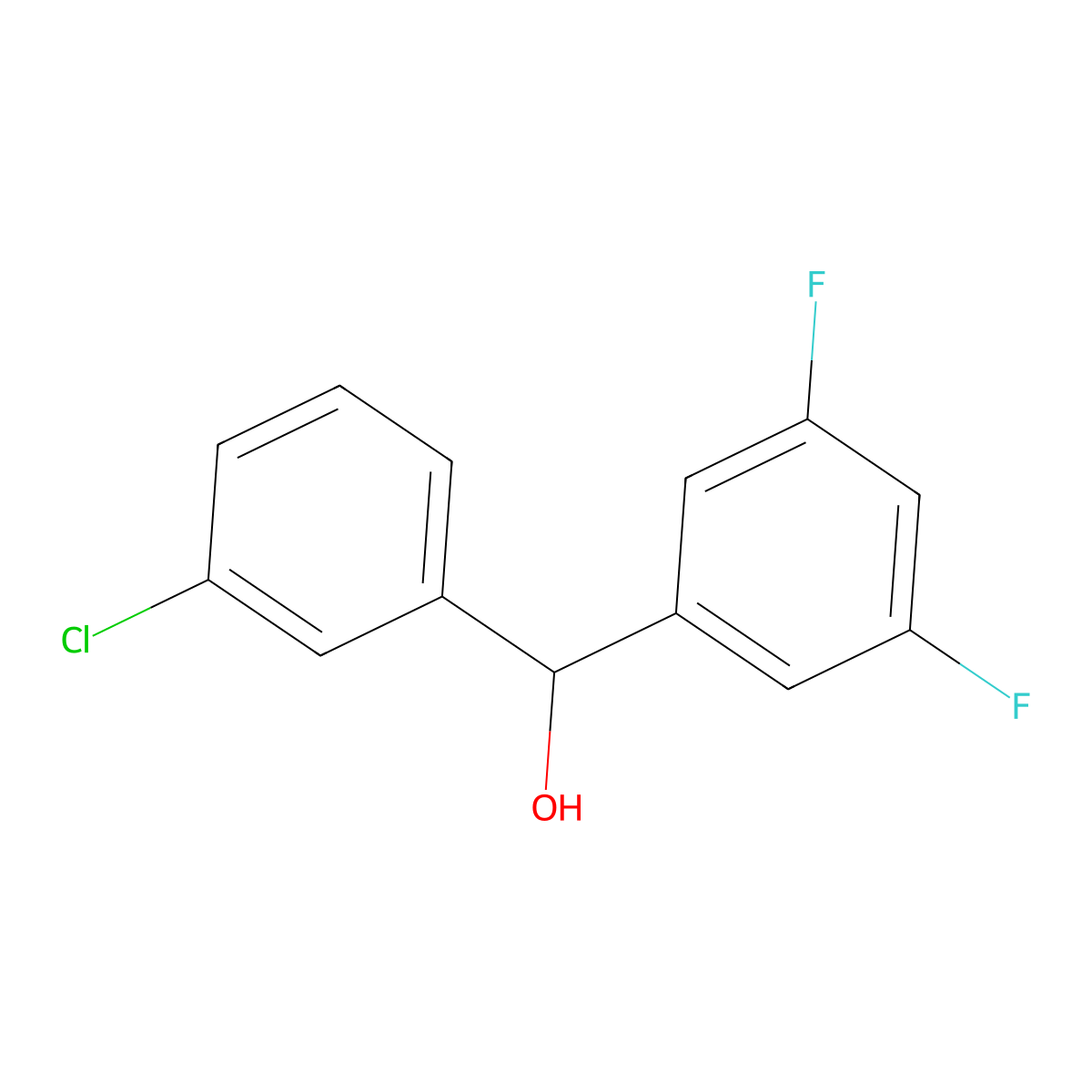 (3-Chlorophenyl)(3,5-difluorophenyl)methanol molecular structure, CAS 844683-51-8
