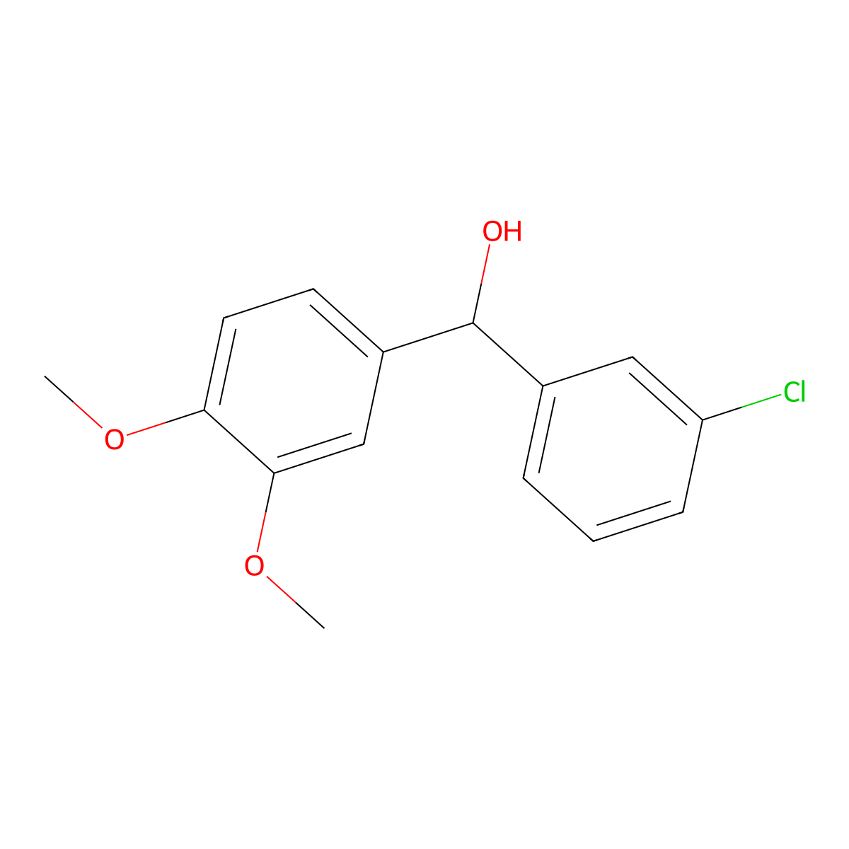 3-Chloro-3',4'-dimethoxybenzhydrol molecular structure, CAS 844683-52-9