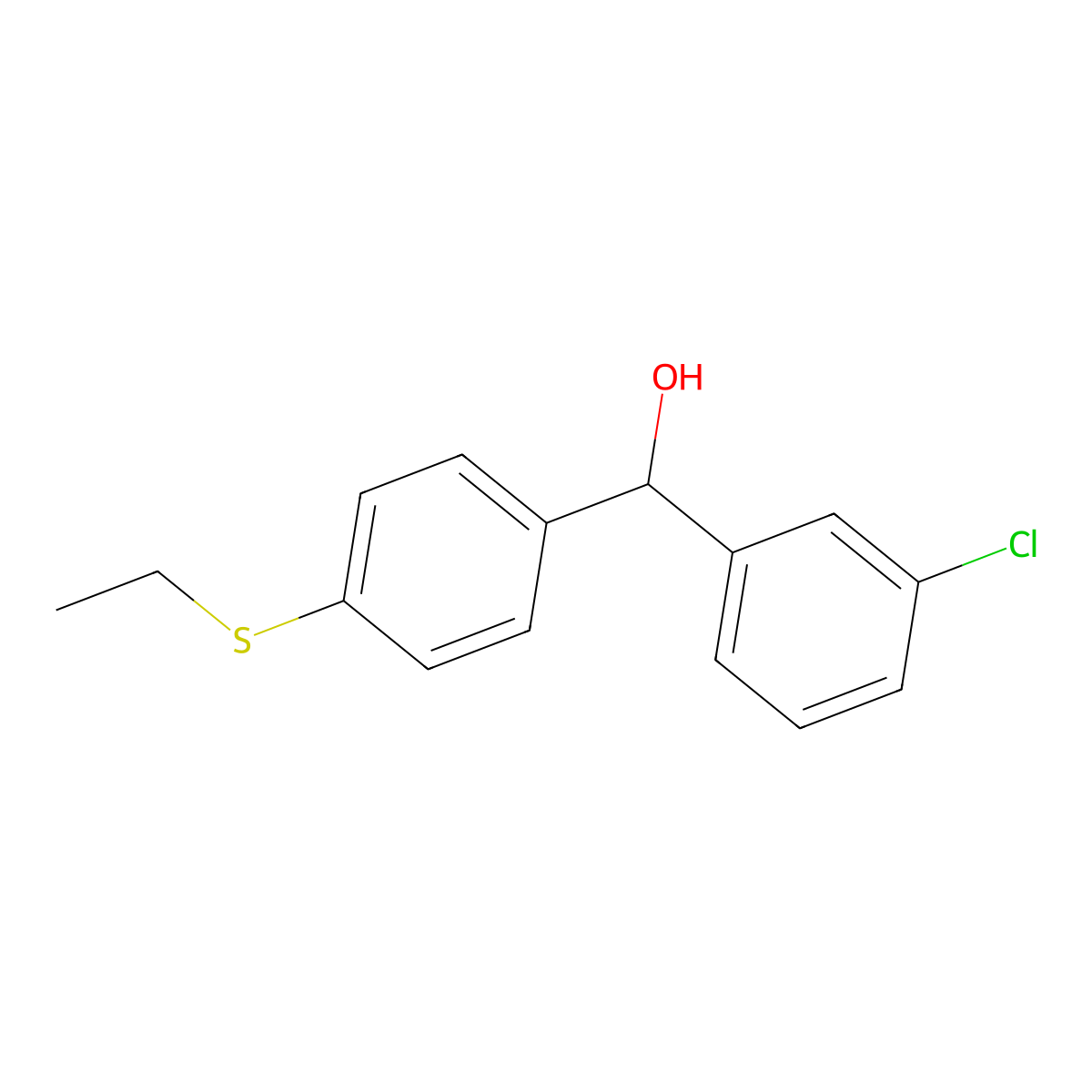 (3-Chlorophenyl)(4-(ethylthio)phenyl)methanol molecular structure, CAS 844683-56-3