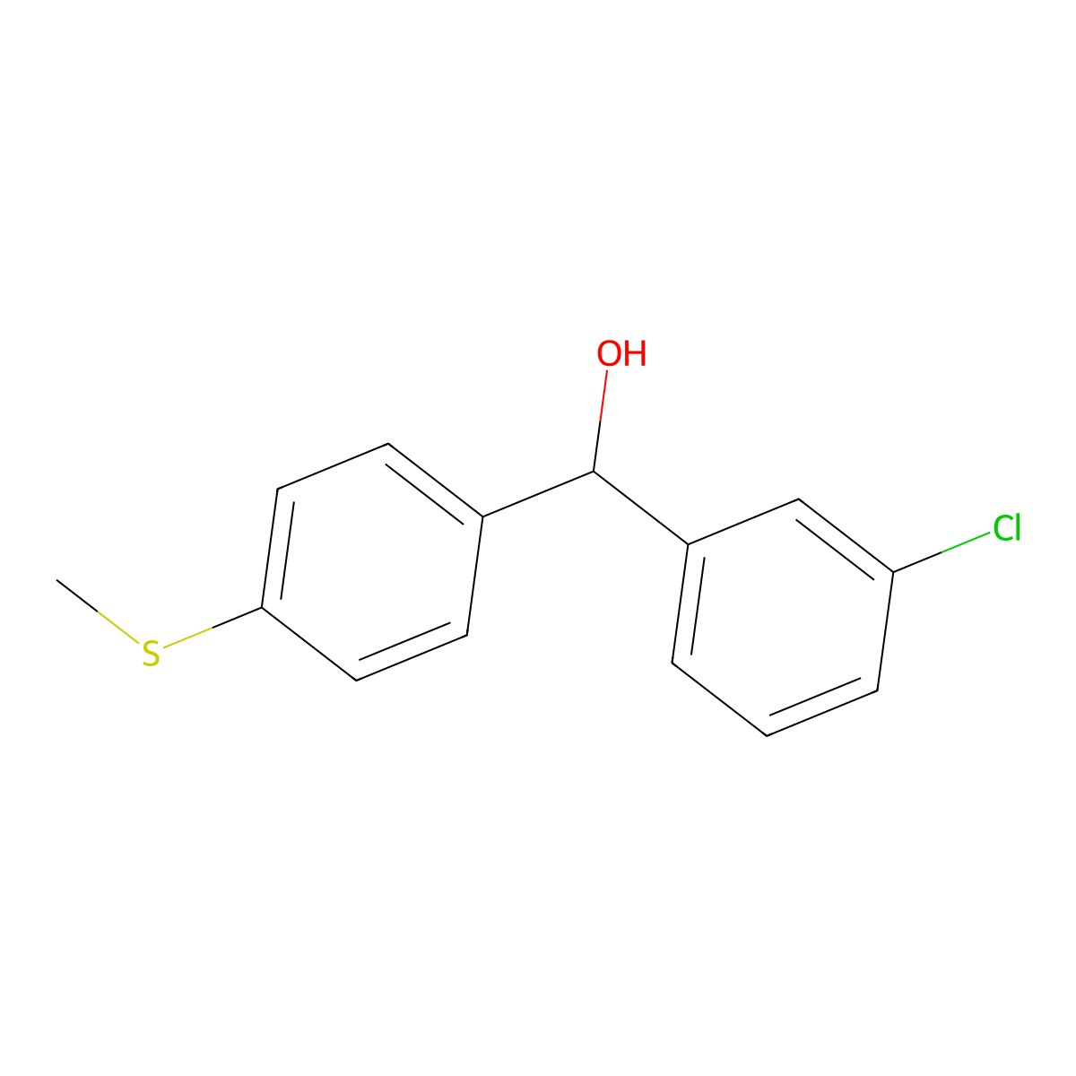 (3-Chlorophenyl)(4-(methylthio)phenyl)methanol molecular structure, CAS 844683-58-5