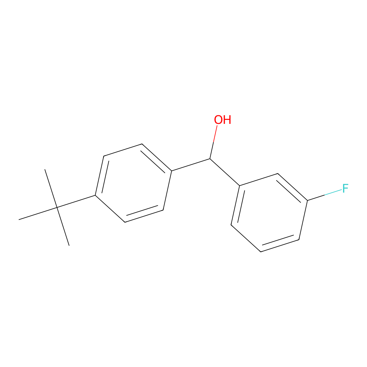 4-tert-Butyl-3'-fluorobenzhydrol molecular structure, CAS 844683-59-6