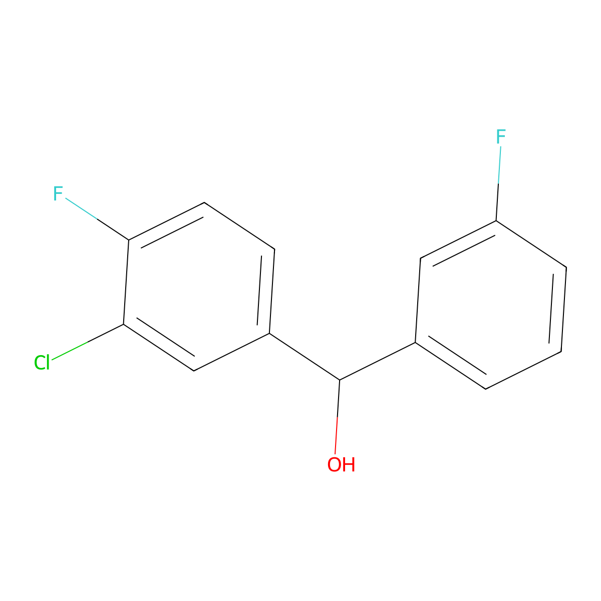 (3-Chloro-4-fluorophenyl)(3-fluorophenyl)methanol molecular structure, CAS 844683-60-9
