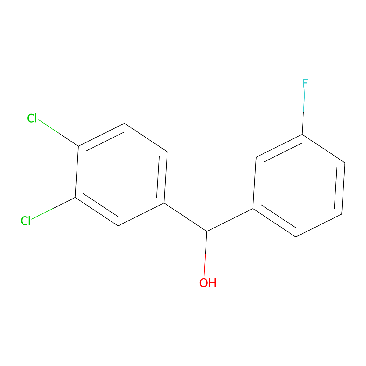 (3,4-Dichlorophenyl)(3-fluorophenyl)methanol molecular structure, CAS 844683-63-2