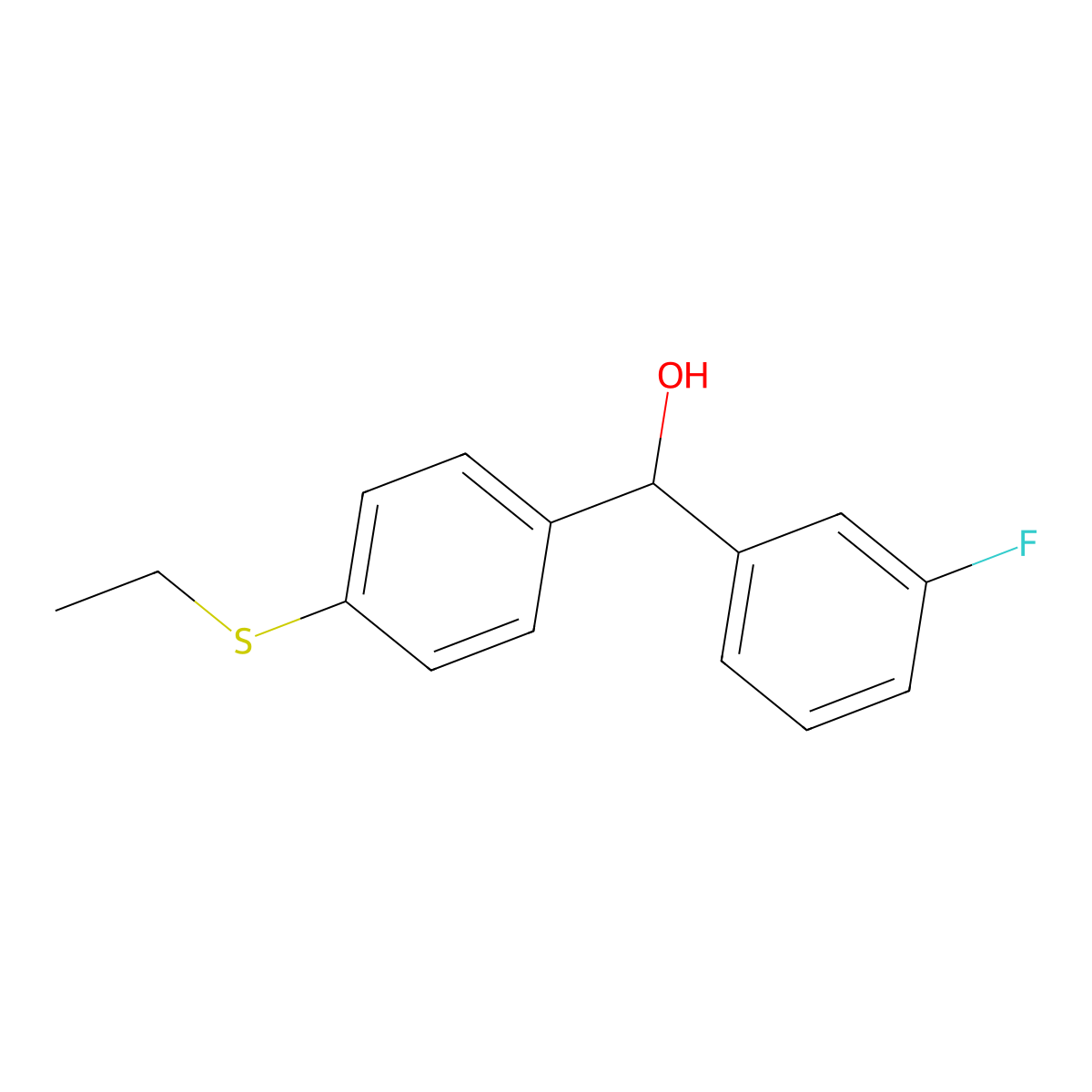 (4-(Ethylthio)phenyl)(3-fluorophenyl)methanol molecular structure, CAS 844683-71-2