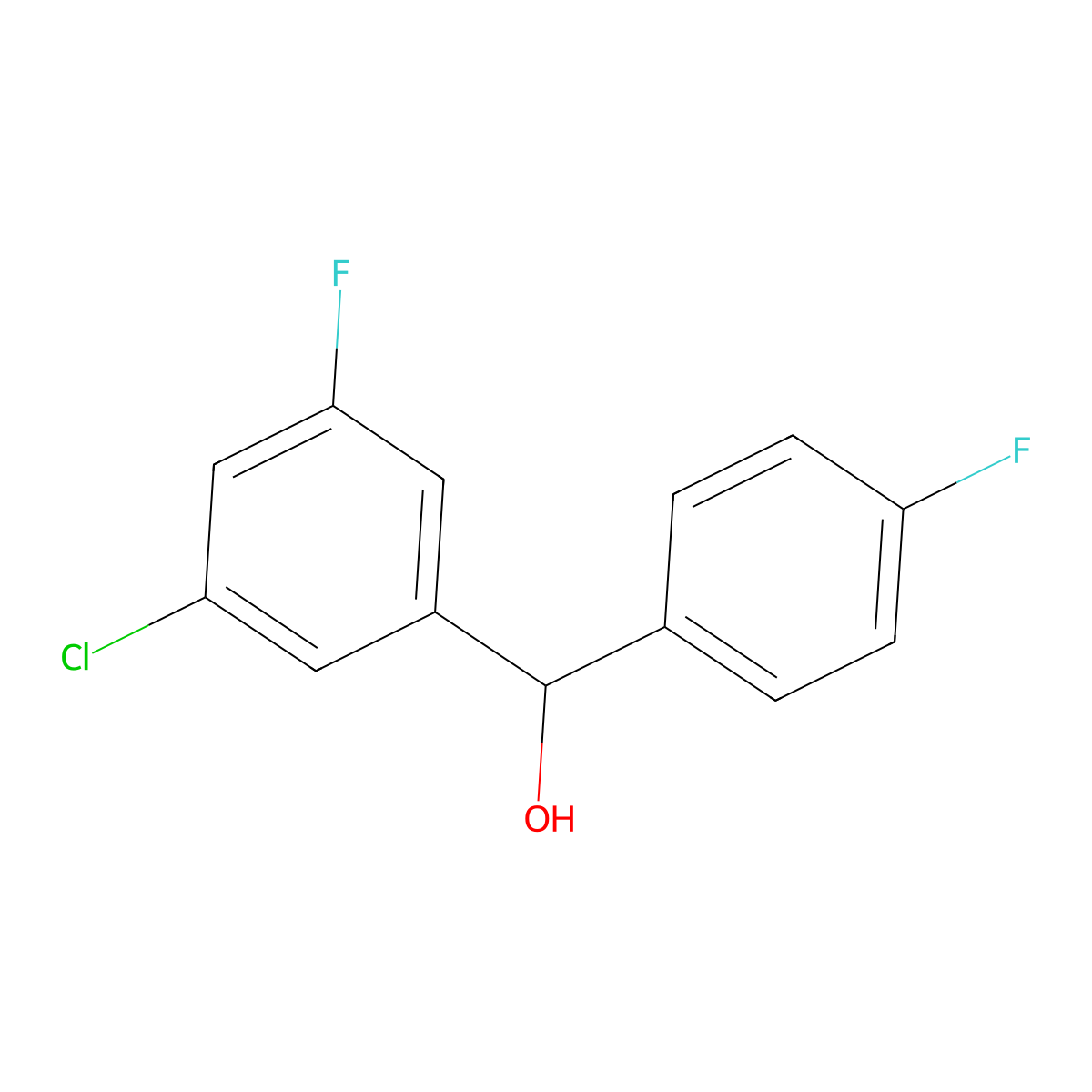 (3-Chloro-5-fluorophenyl)(4-fluorophenyl)methanol molecular structure, CAS 844683-74-5