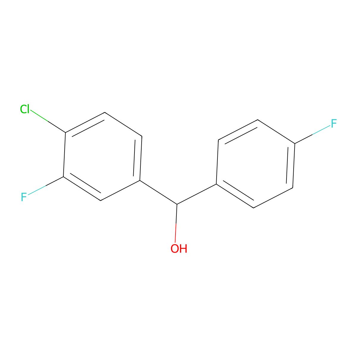 (4-Chloro-3-fluorophenyl)(4-fluorophenyl)methanol molecular structure, CAS 844683-75-6