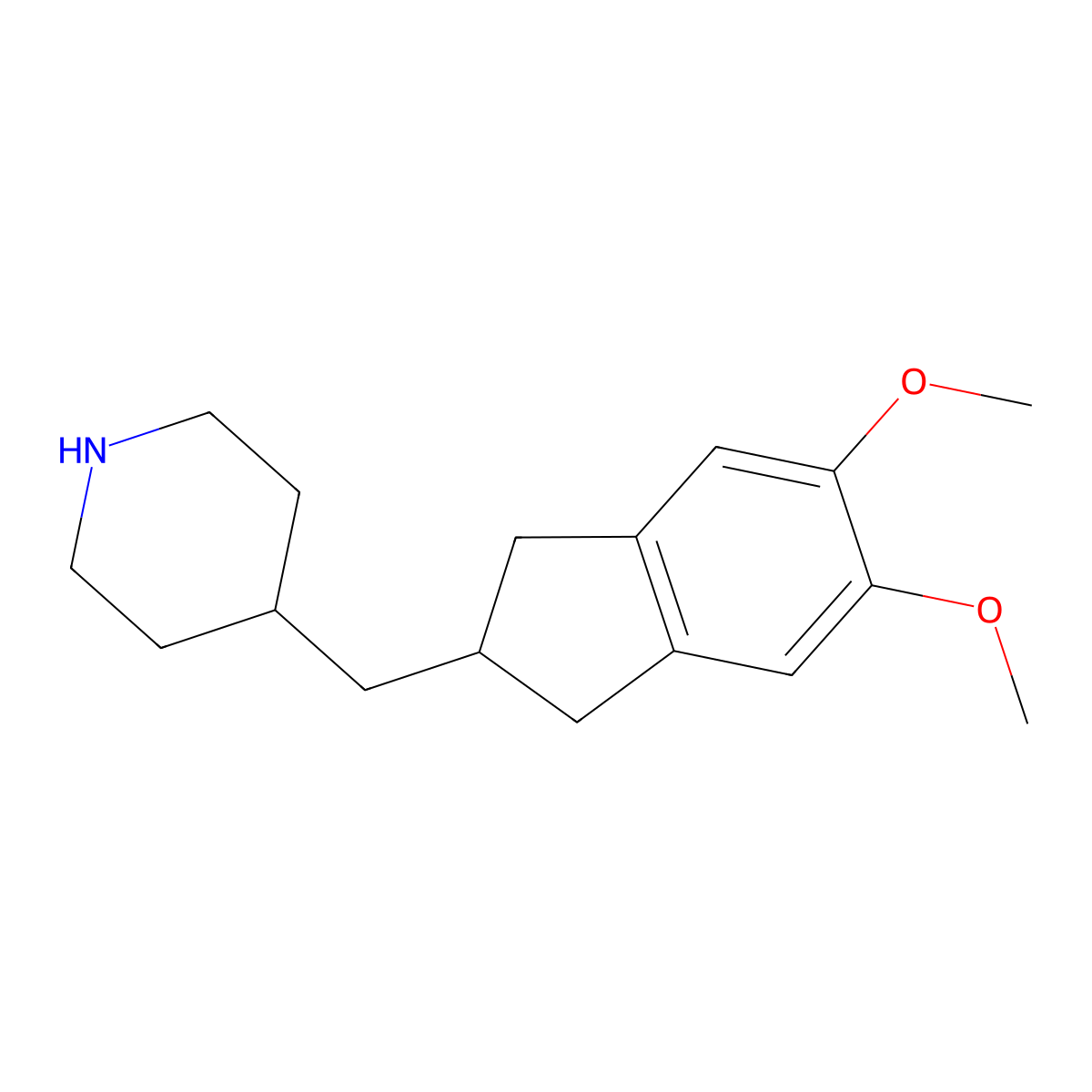 4-((5,6-dimethoxy-2,3-dihydro-1H-inden-2-yl)methyl)piperidine molecular structure, CAS 844694-83-3