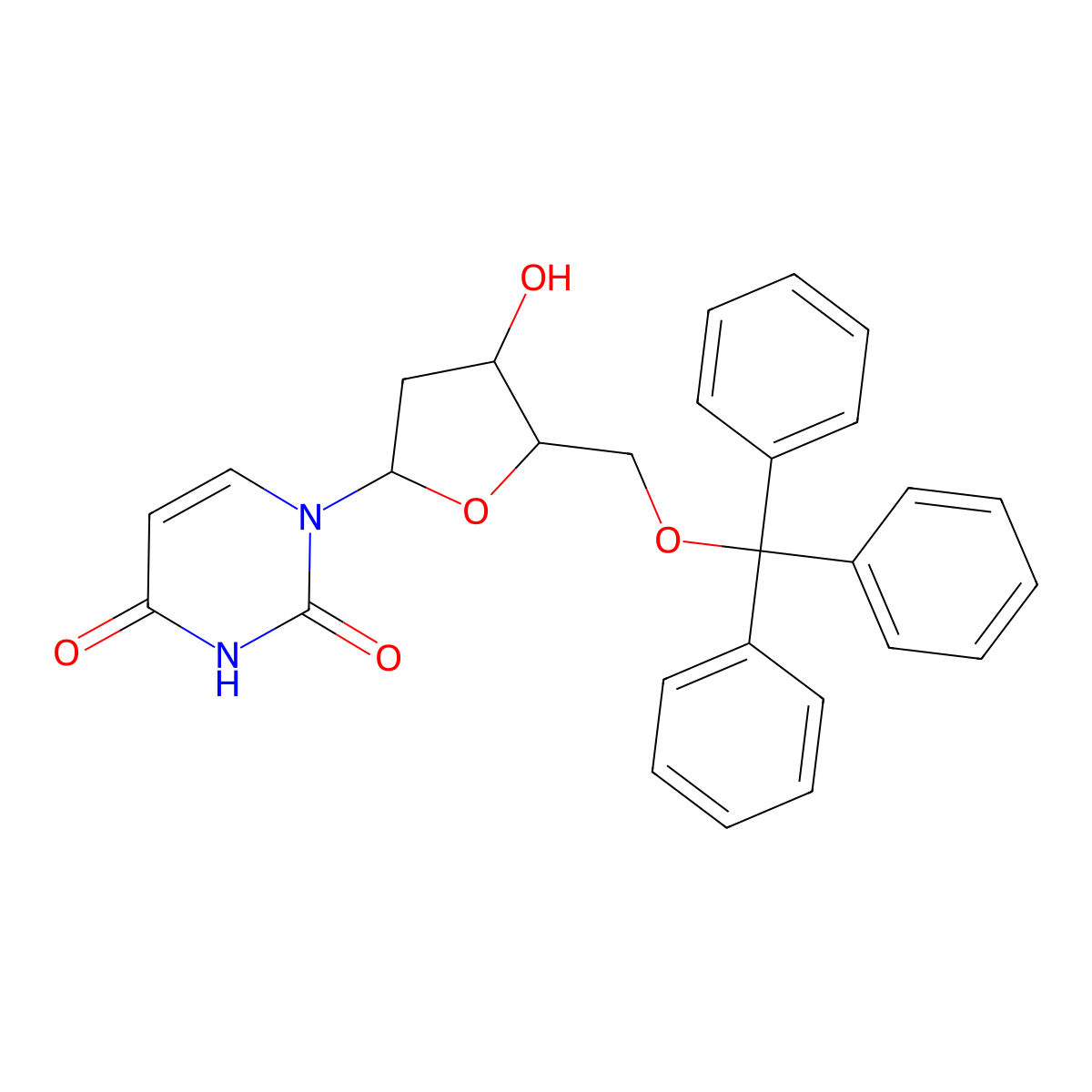 1-[4-Hydroxy-5-(trityloxymethyl)oxolan-2-yl]pyrimidine-2,4-dione molecular structure, CAS 84472-83-3