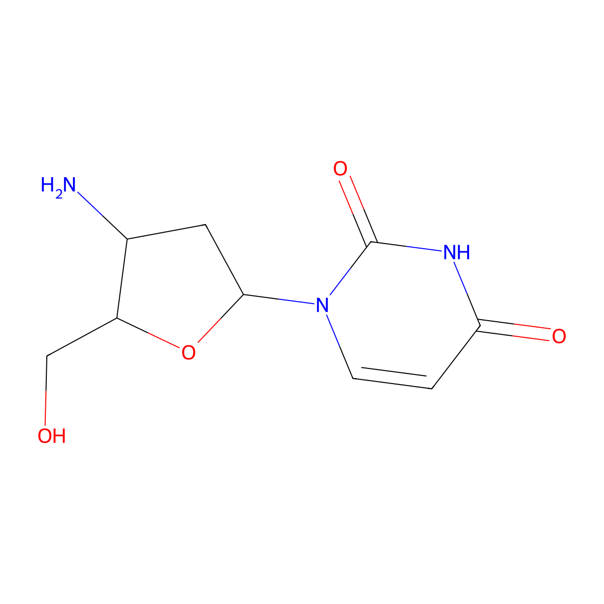 3'-Amino-2',3'-dideoxyuridine molecular structure, CAS 84472-86-6