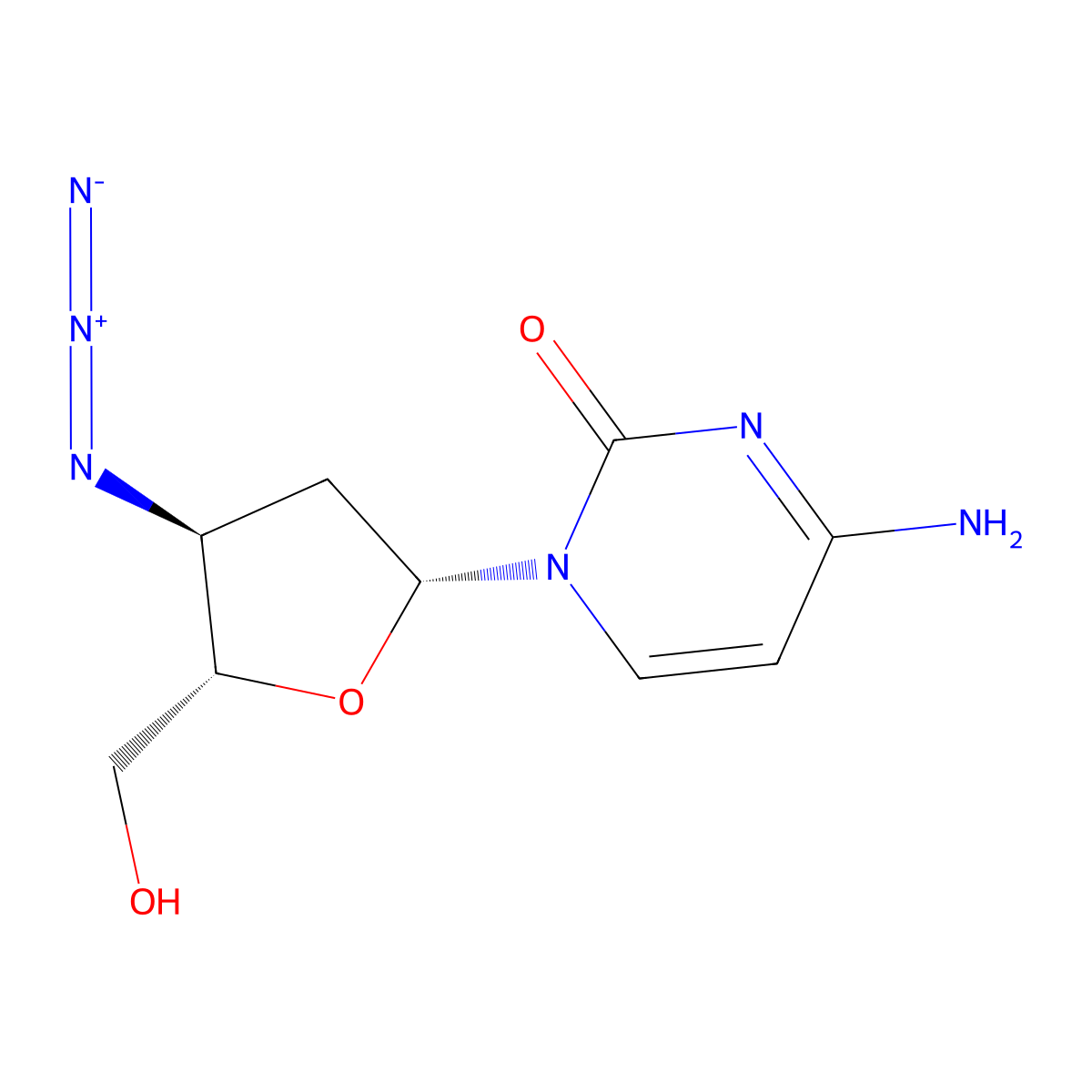 3'-Azido-2',3'-dideoxycytidine molecular structure, CAS 84472-89-9