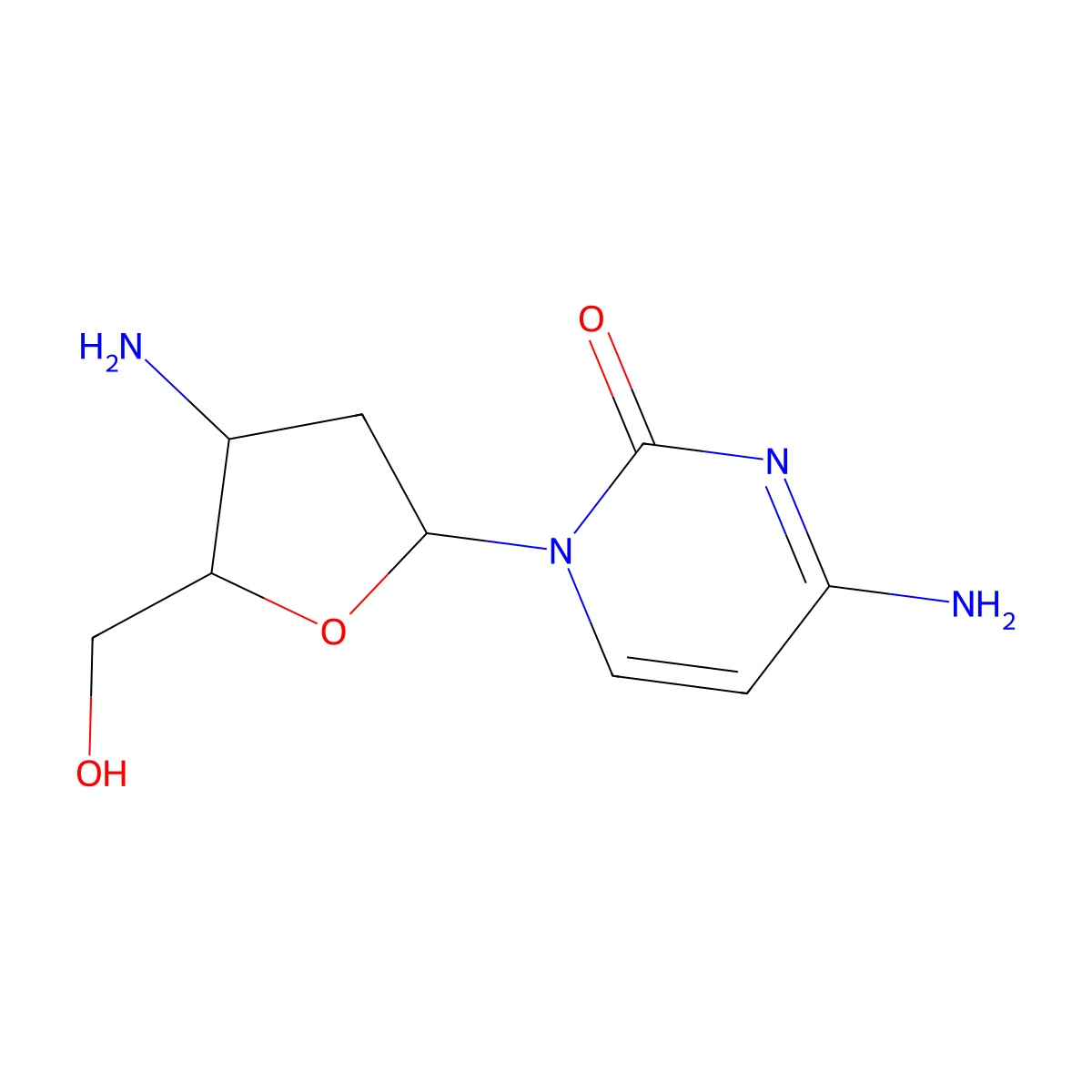 3'-Amino-2',3'-dideoxycytidine molecular structure, CAS 84472-90-2