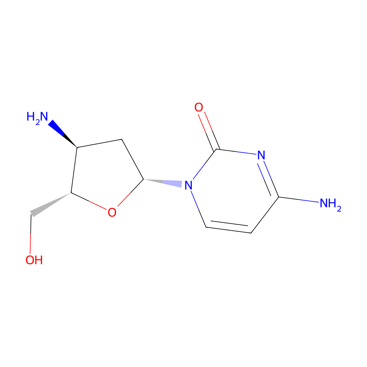 3'-Amino-2',3'-dideoxycytidine molecular structure, CAS 84472-90-2