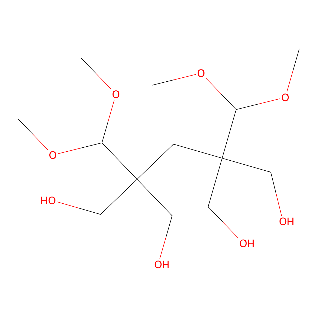 1,5-Pentanediol, 2,4-bis(dimethoxymethyl)-2,4-bis(hydroxymethyl)- molecular structure, CAS 84473-74-5