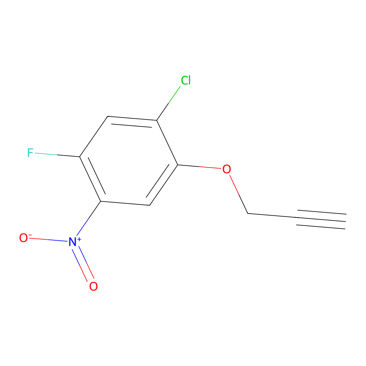 1-Chloro-5-fluoro-4-nitro-2-(prop-2-yn-1-yloxy)benzene molecular structure, CAS 84478-64-8