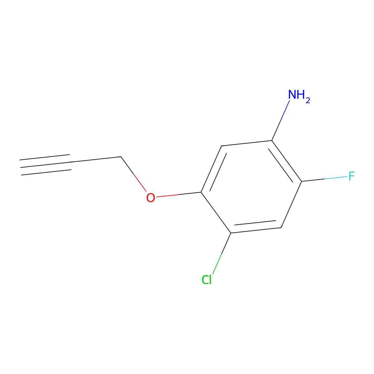 Benzenamine, 4-chloro-2-fluoro-5-(2-propynyloxy)- molecular structure, CAS 84478-65-9