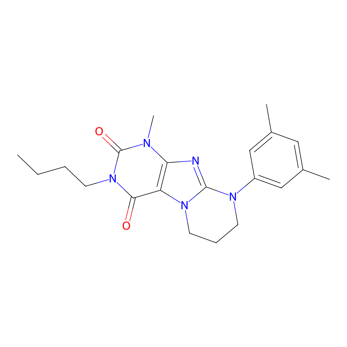 3-butyl-9-(3,5-dimethylphenyl)-1-methyl-7,8-dihydro-6H-purino[7,8-a]pyrimidine-2,4-dione molecular structure, CAS 844821-76-7