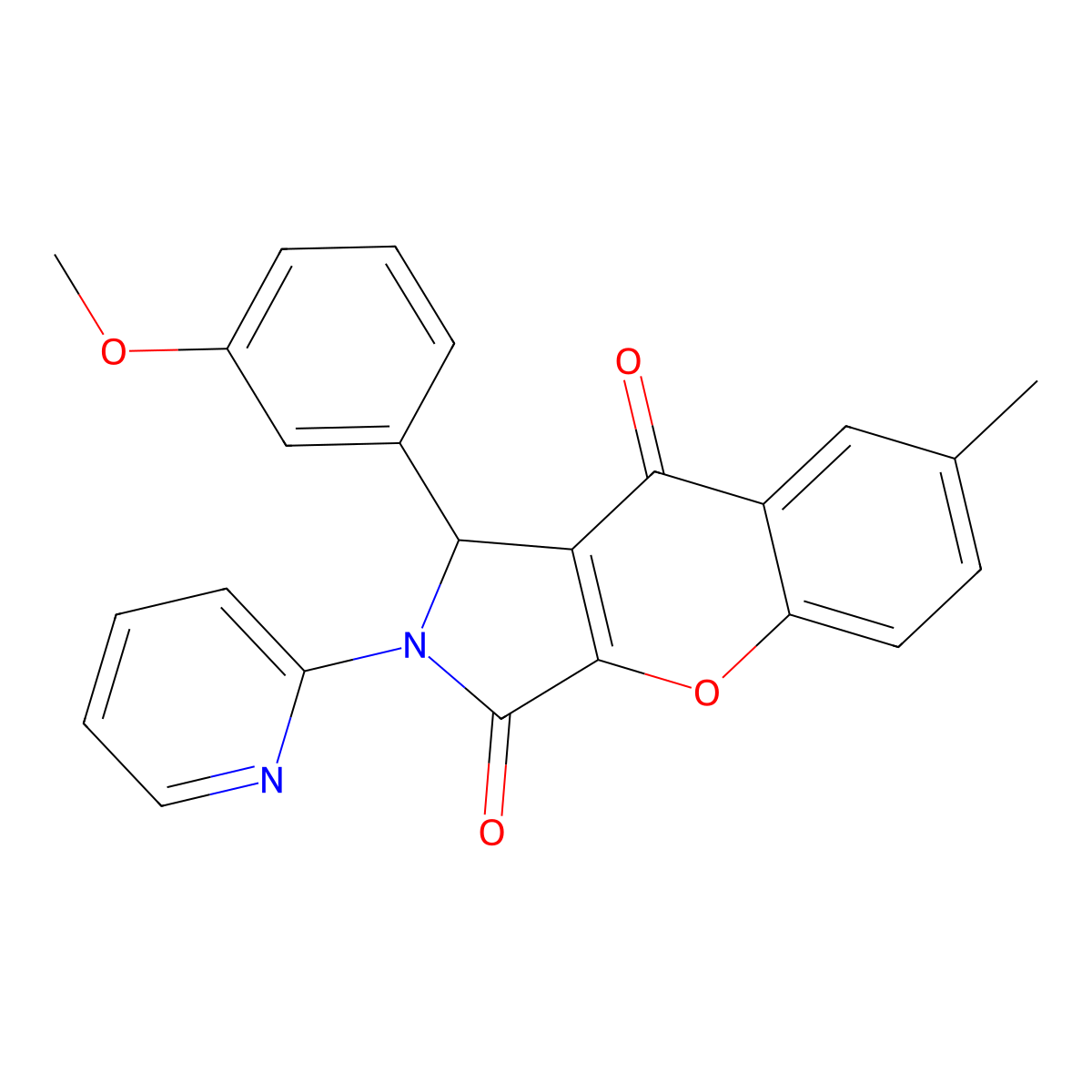 1-(3-Methoxyphenyl)-7-methyl-2-(pyridin-2-yl)-1,2-dihydrochromeno[2,3-c]pyrrole-3,9-dione molecular structure, CAS 844821-88-1