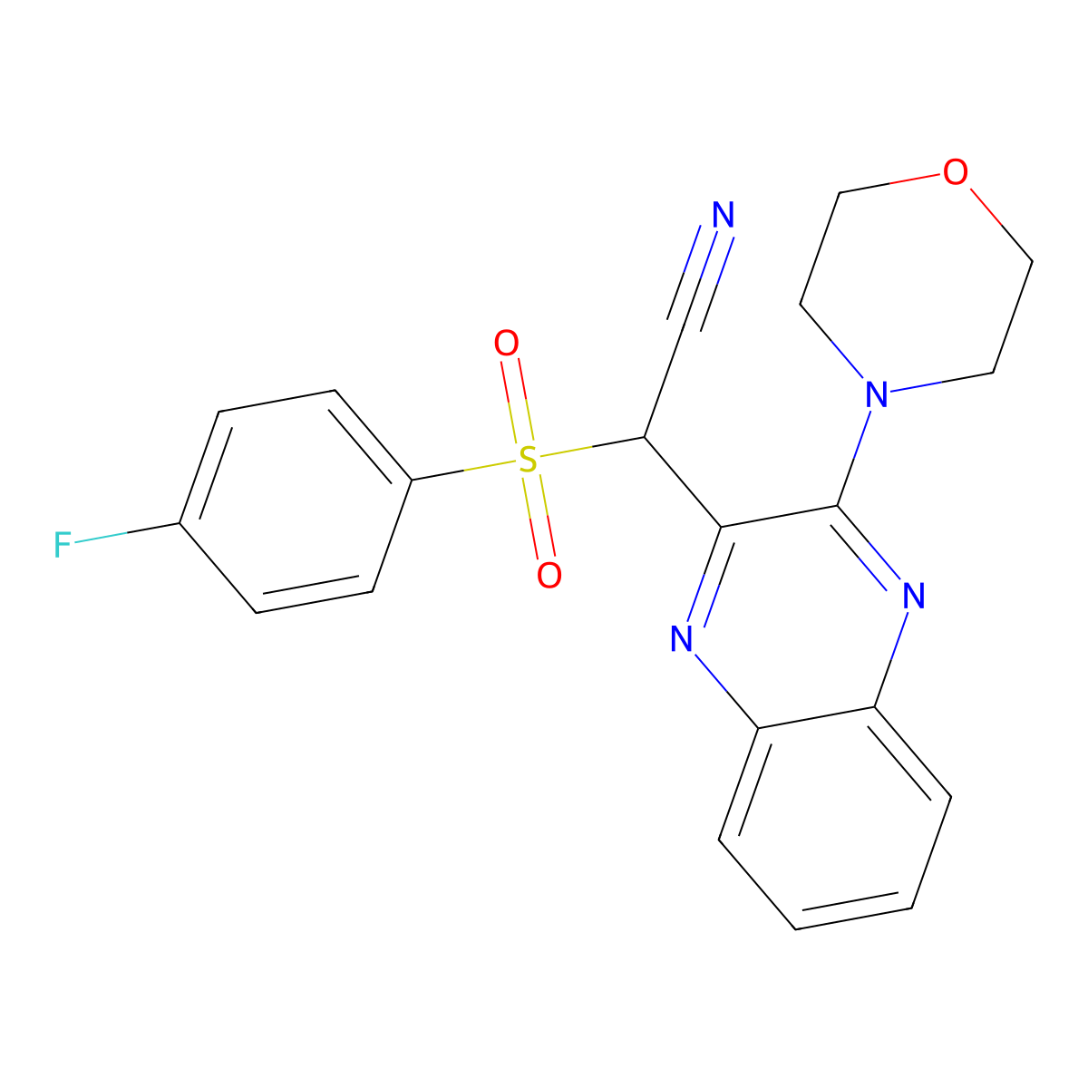 2-((4-Fluorophenyl)sulfonyl)-2-(3-morpholinoquinoxalin-2-yl)acetonitrile molecular structure, CAS 844822-04-4