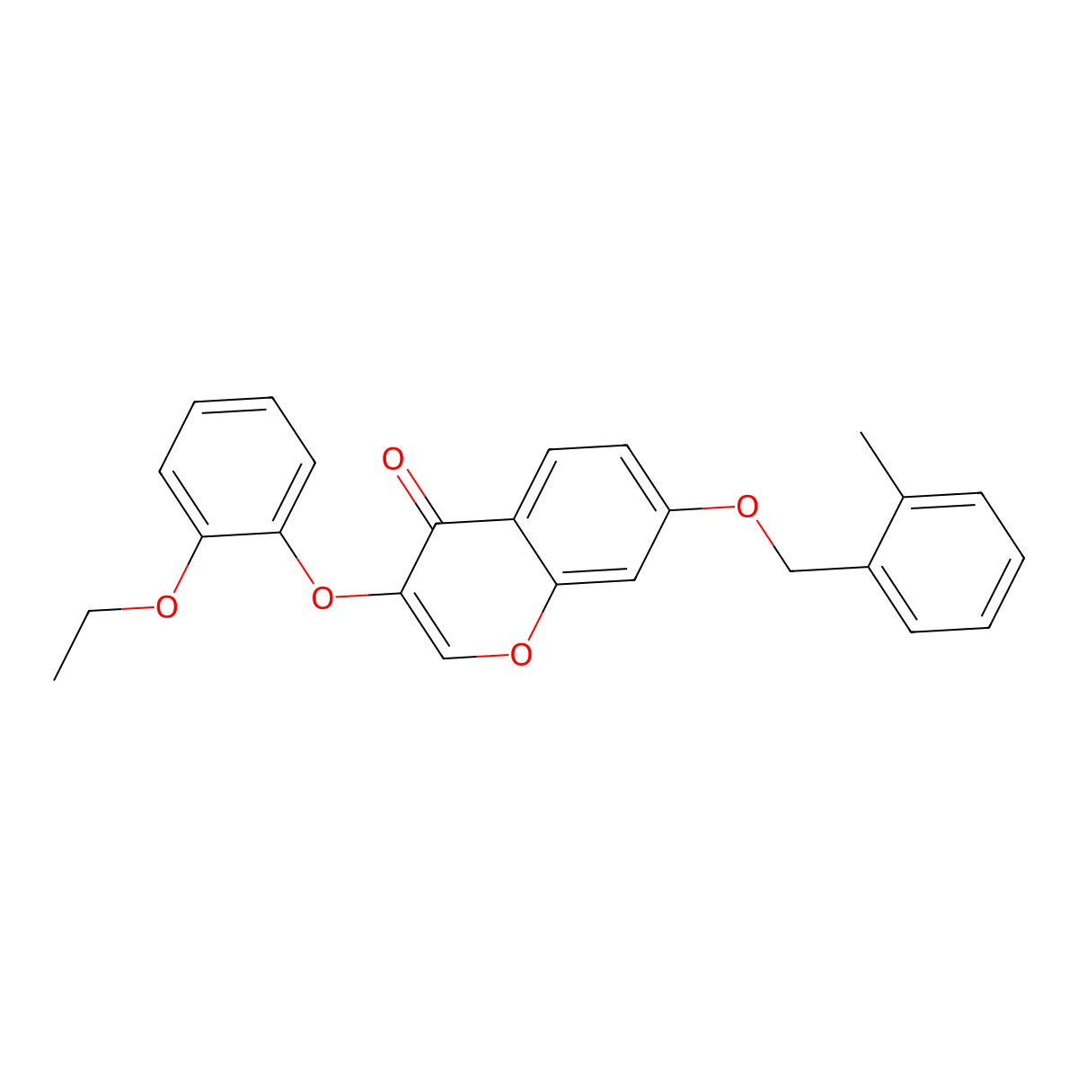 3-(2-Ethoxyphenoxy)-7-[(2-methylphenyl)methoxy]chromen-4-one molecular structure, CAS 844822-26-0