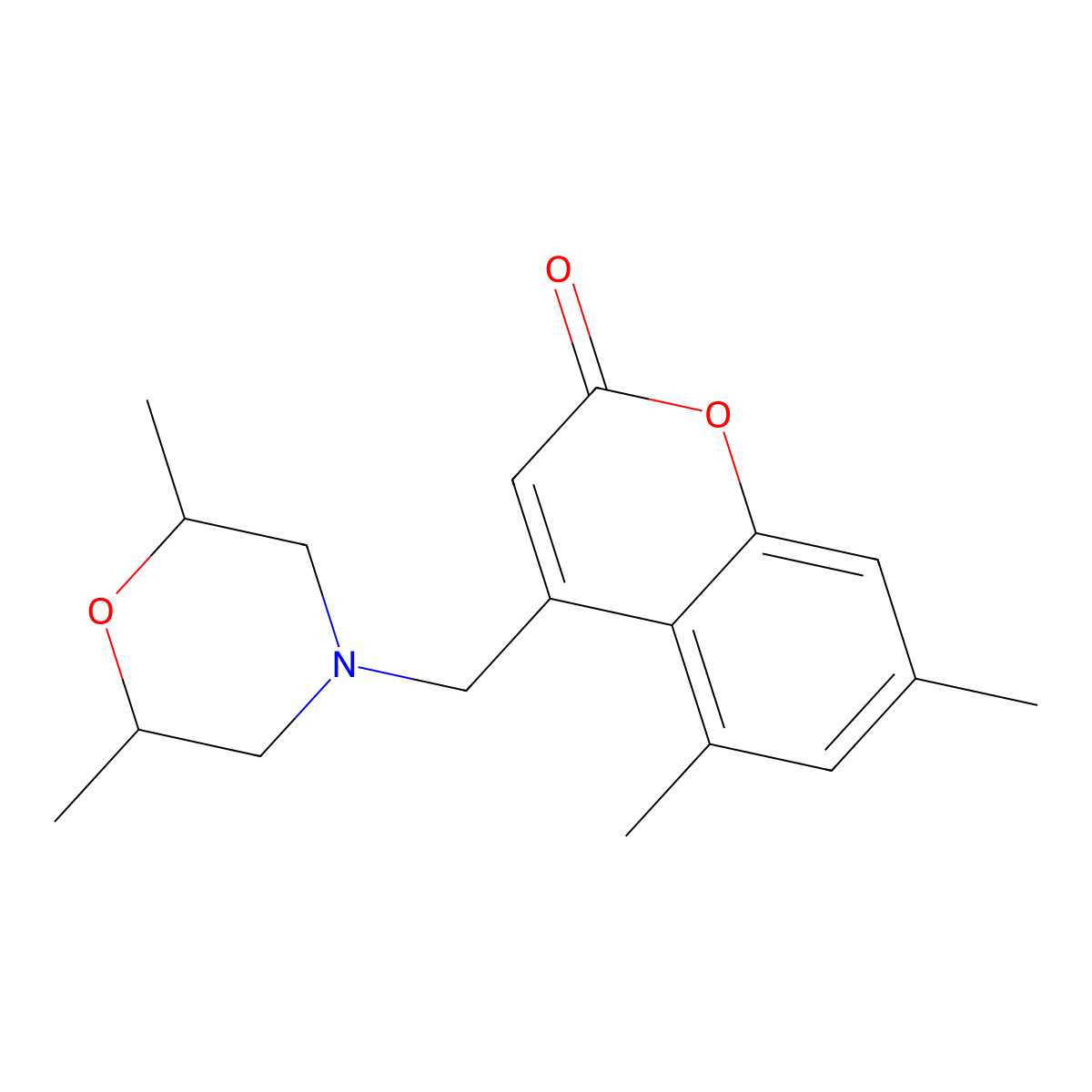 4-((2,6-dimethylmorpholino)methyl)-5,7-dimethyl-2H-chromen-2-one molecular structure, CAS 844822-30-6