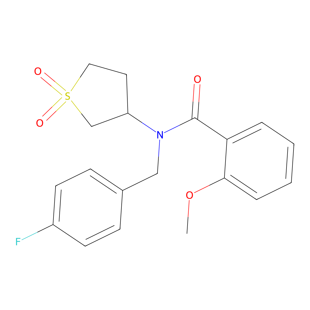 N-(1,1-dioxidotetrahydrothiophen-3-yl)-N-(4-fluorobenzyl)-2-methoxybenzamide molecular structure, CAS 844822-99-7