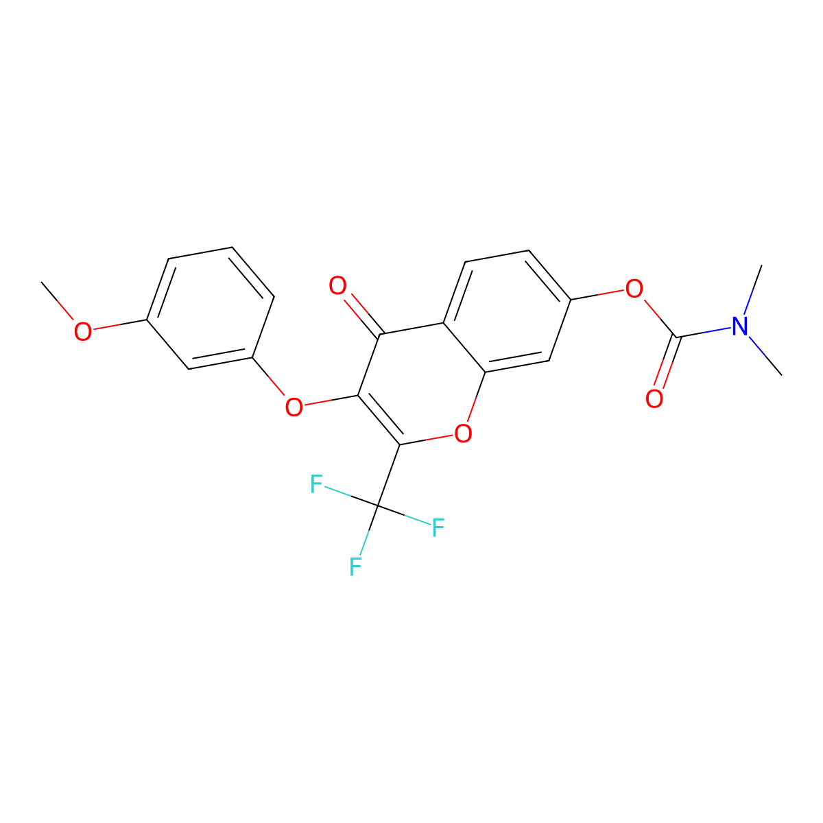 3-(3-methoxyphenoxy)-4-oxo-2-(trifluoromethyl)-4H-chromen-7-yl dimethylcarbamate molecular structure, CAS 844823-27-4