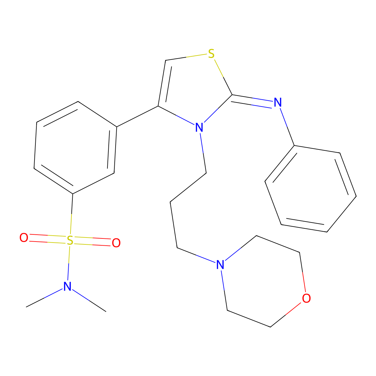N,N-dimethyl-3-[(2Z)-3-[3-(morpholin-4-yl)propyl]-2-(phenylimino)-2,3-dihydro-1,3-thiazol-4-yl]benzenesulfonamide molecular structure, CAS 844823-28-5