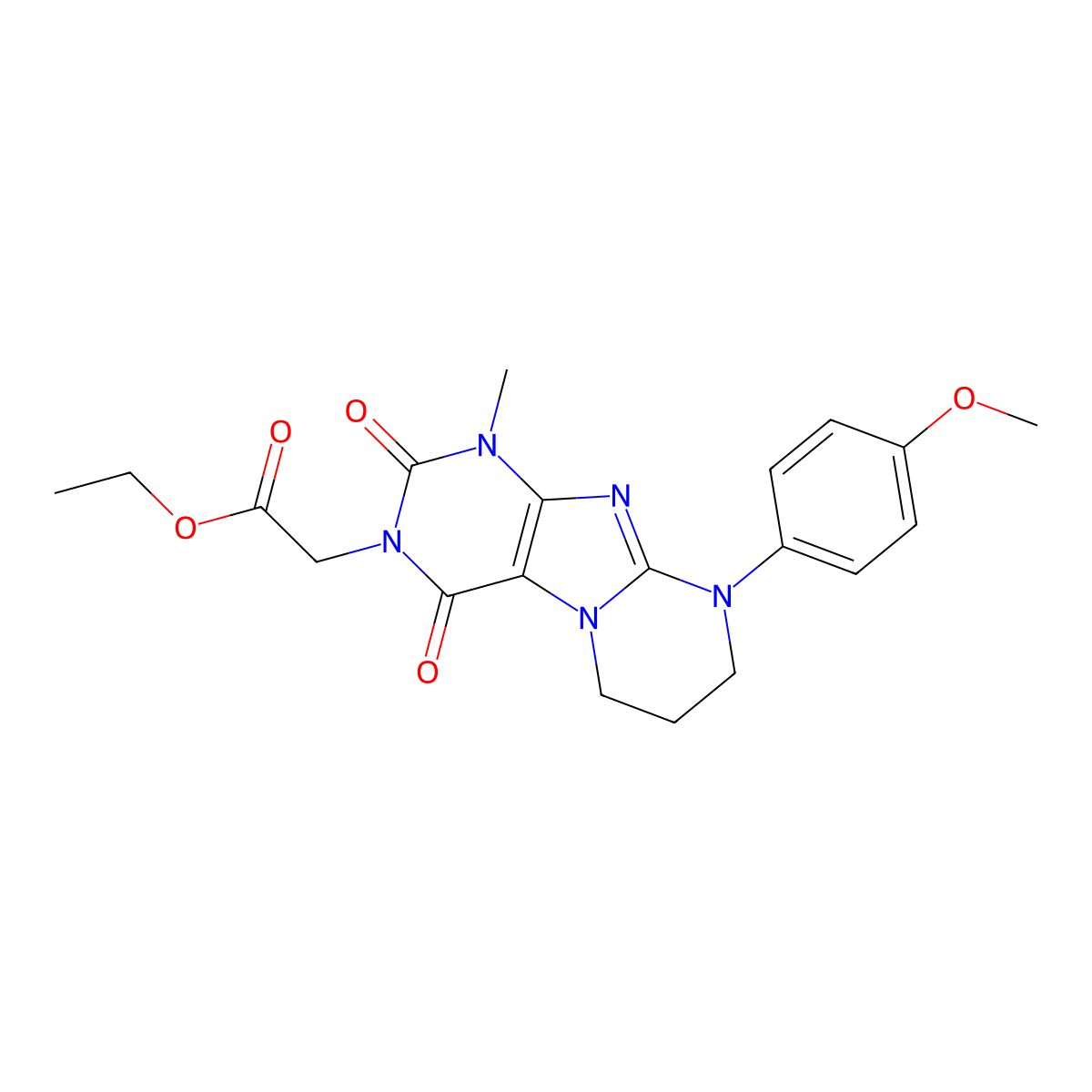 ethyl 2-[9-(4-methoxyphenyl)-1-methyl-2,4-dioxo-7,8-dihydro-6H-purino[7,8-a]pyrimidin-3-yl]acetate molecular structure, CAS 844824-46-0