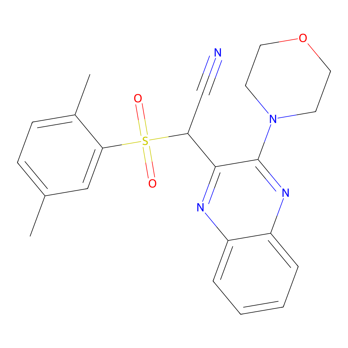 2-((2,5-Dimethylphenyl)sulfonyl)-2-(3-morpholinoquinoxalin-2-yl)acetonitrile molecular structure, CAS 844824-56-2