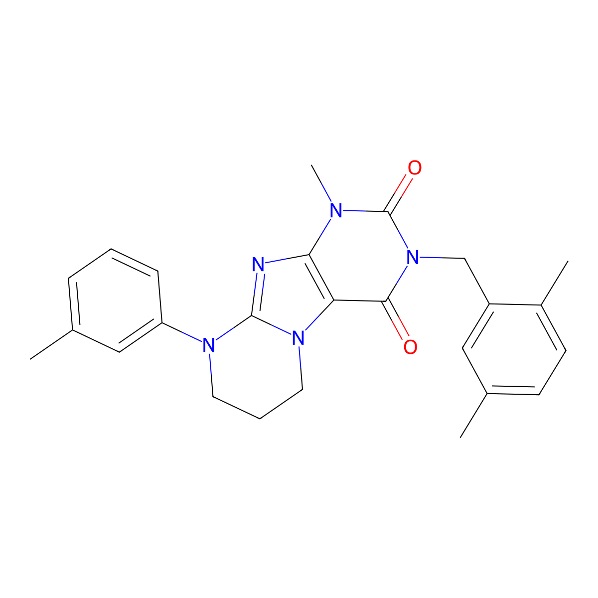 3-[(2,5-dimethylphenyl)methyl]-1-methyl-9-(3-methylphenyl)-7,8-dihydro-6H-purino[7,8-a]pyrimidine-2,4-dione molecular structure, CAS 844824-66-4