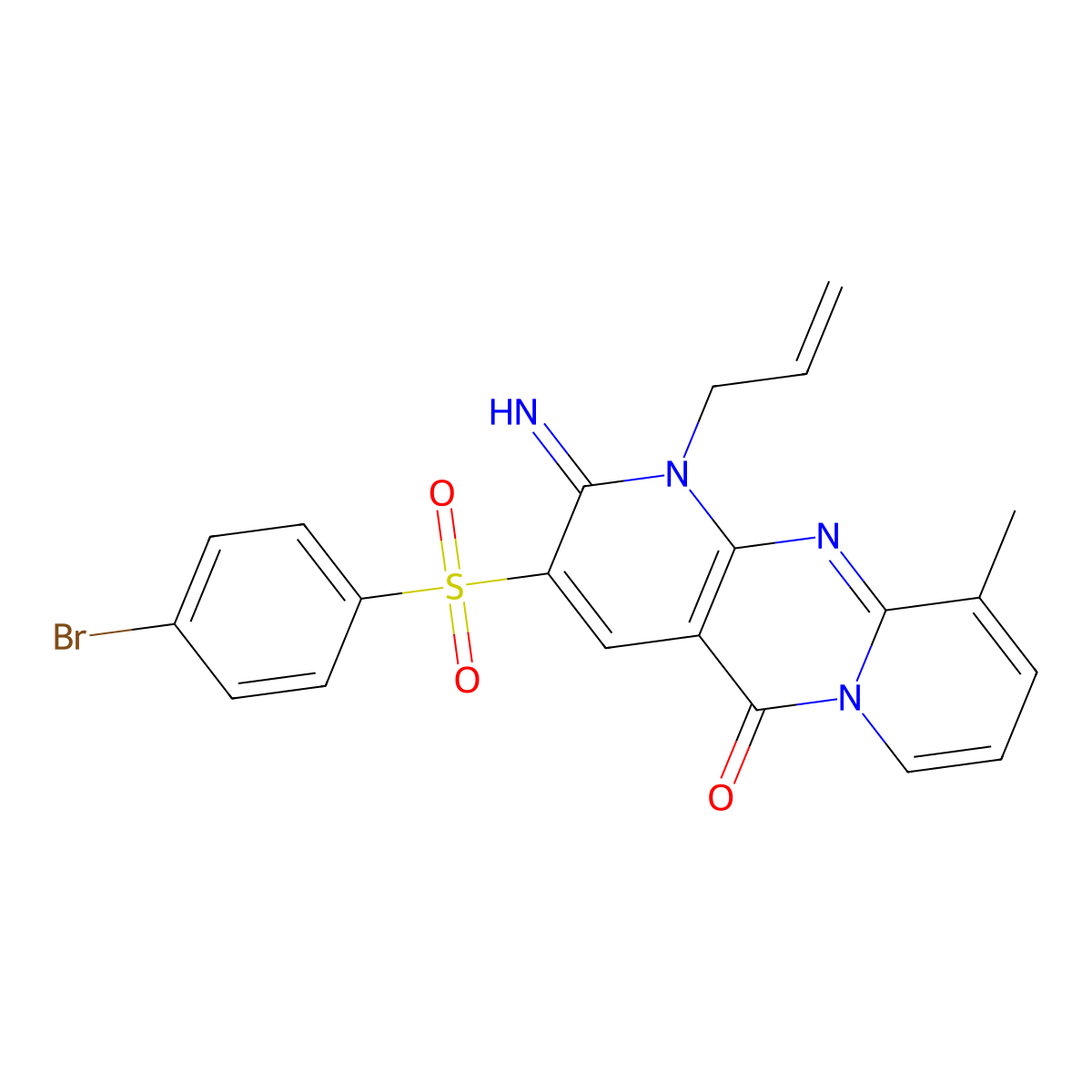 1-allyl-3-[(4-bromophenyl)sulfonyl]-2-imino-10-methyl-1,2-dihydro-5H-dipyrido[1,2-a:2,3-d]pyrimidin-5-one molecular structure, CAS 844825-21-4