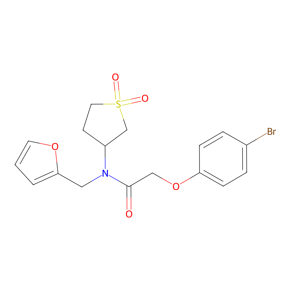 2-(4-bromophenoxy)-N-(1,1-dioxidotetrahydrothiophen-3-yl)-N-(furan-2-ylmethyl)acetamide molecular structure, CAS 844825-26-9