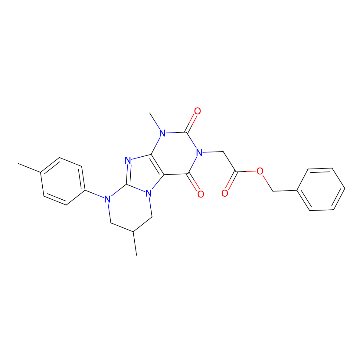 benzyl 2-[1,7-dimethyl-9-(4-methylphenyl)-2,4-dioxo-7,8-dihydro-6H-purino[7,8-a]pyrimidin-3-yl]acetate molecular structure, CAS 844825-36-1