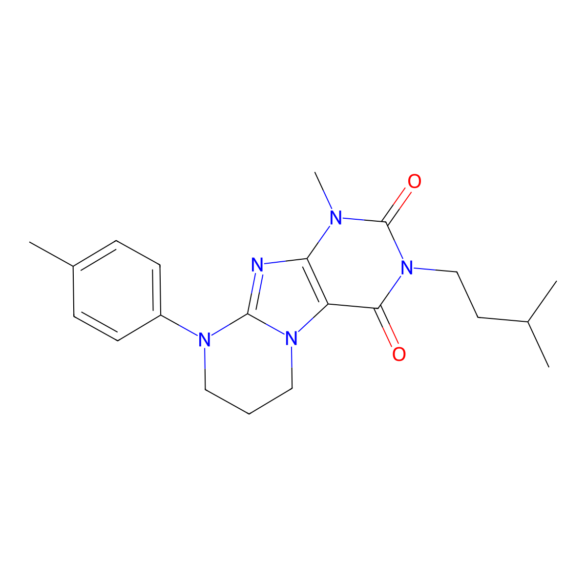 1-methyl-3-(3-methylbutyl)-9-(4-methylphenyl)-7,8-dihydro-6H-purino[7,8-a]pyrimidine-2,4-dione molecular structure, CAS 844825-61-2