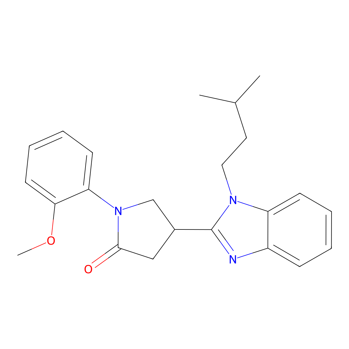 1-(2-Methoxyphenyl)-4-[1-(3-methylbutyl)benzimidazol-2-yl]pyrrolidin-2-one molecular structure, CAS 844825-71-4