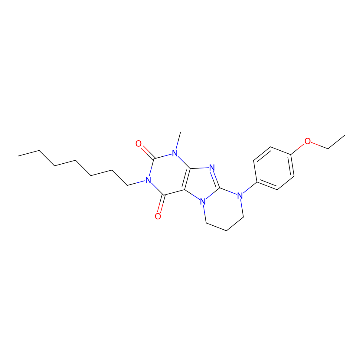 9-(4-ethoxyphenyl)-3-heptyl-1-methyl-6,7,8,9-tetrahydropyrimido[2,1-f]purine-2,4(1H,3H)-dione molecular structure, CAS 844825-72-5