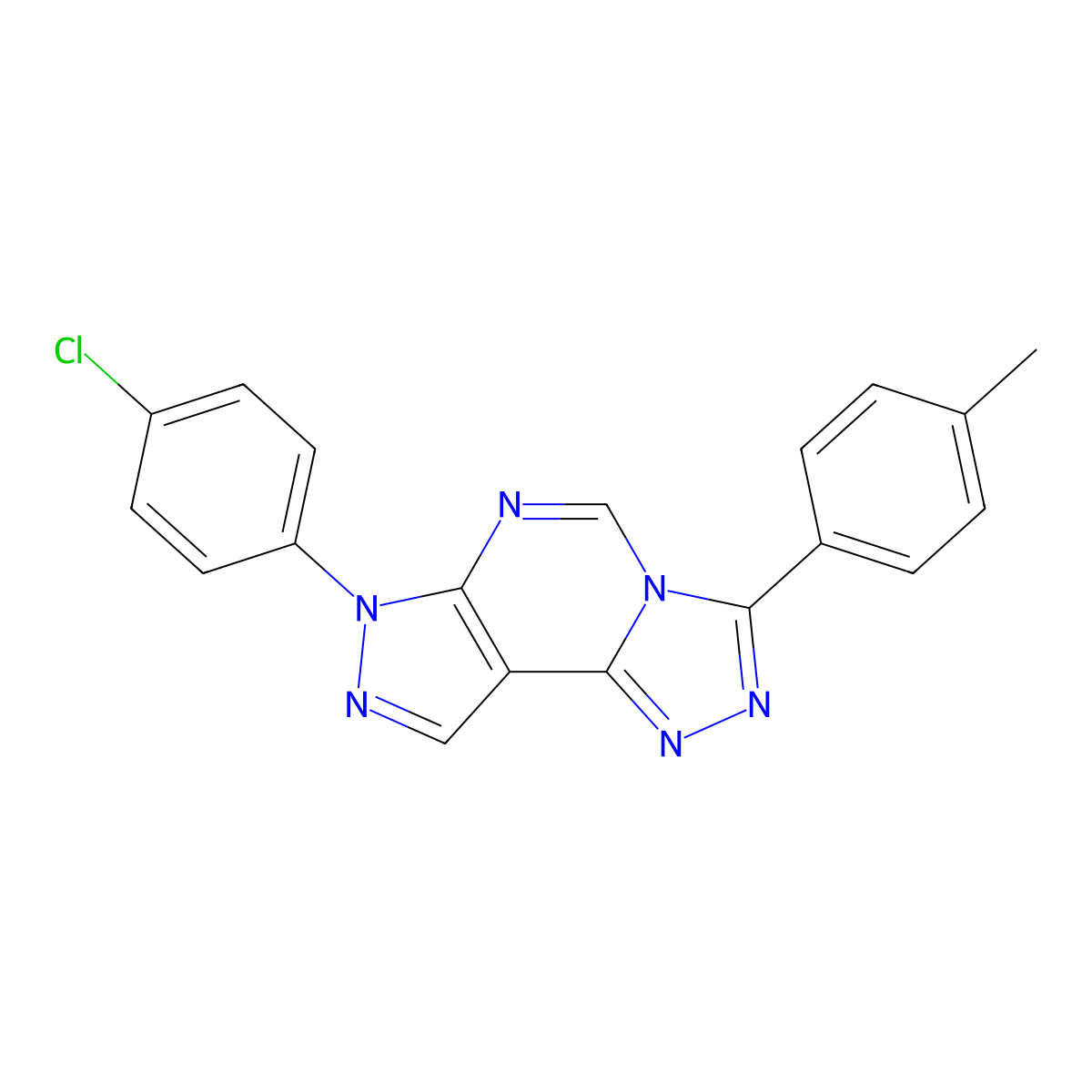 7-(4-chlorophenyl)-3-(4-methylphenyl)-7H-pyrazolo[4,3-e][1,2,4]triazolo[4,3-c]pyrimidine molecular structure, CAS 844825-85-0