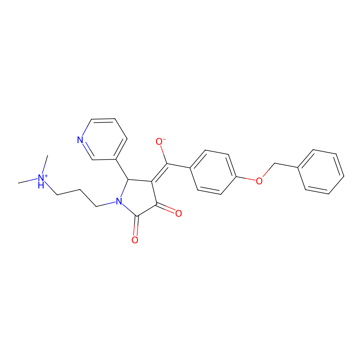 1-[3-(Dimethylamino)propyl]-4-[hydroxy-(4-phenylmethoxyphenyl)methylidene]-5-pyridin-3-ylpyrrolidine-2,3-dione molecular structure, CAS 844826-23-9