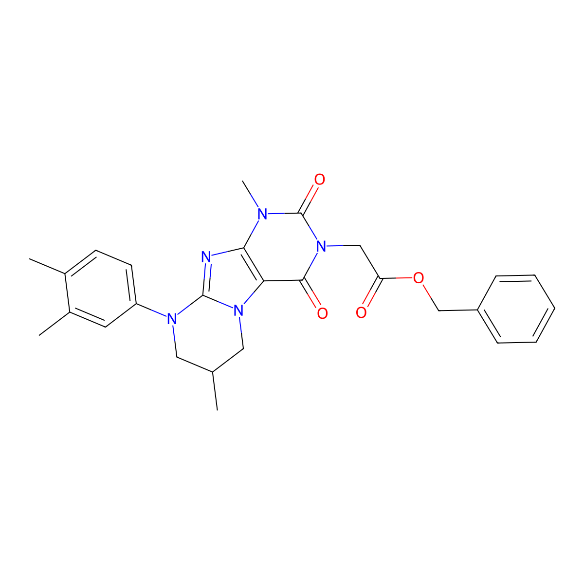 benzyl 2-[9-(3,4-dimethylphenyl)-1,7-dimethyl-2,4-dioxo-7,8-dihydro-6H-purino[7,8-a]pyrimidin-3-yl]acetate molecular structure, CAS 844826-28-4