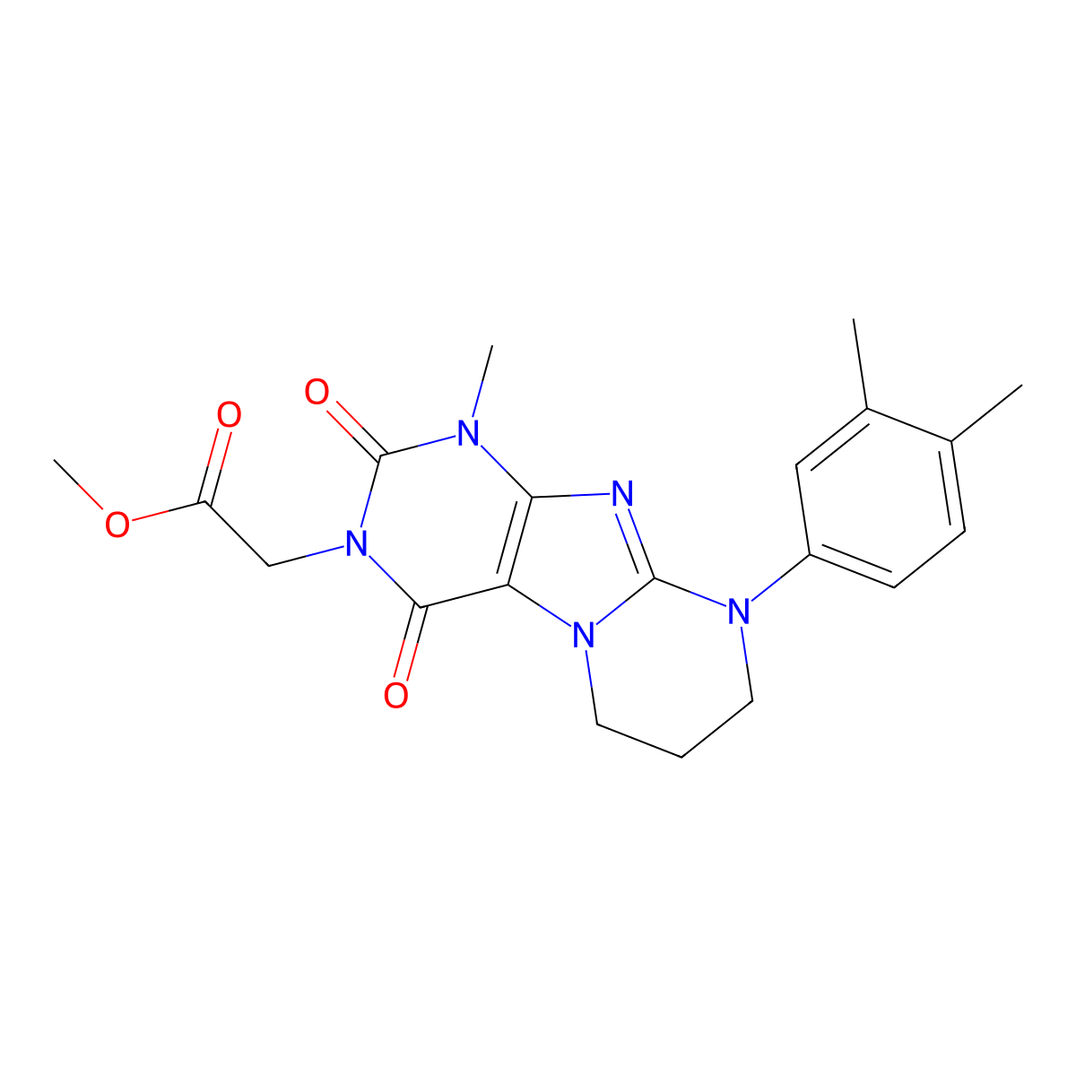 methyl 2-[9-(3,4-dimethylphenyl)-1-methyl-2,4-dioxo-7,8-dihydro-6H-purino[7,8-a]pyrimidin-3-yl]acetate molecular structure, CAS 844826-32-0