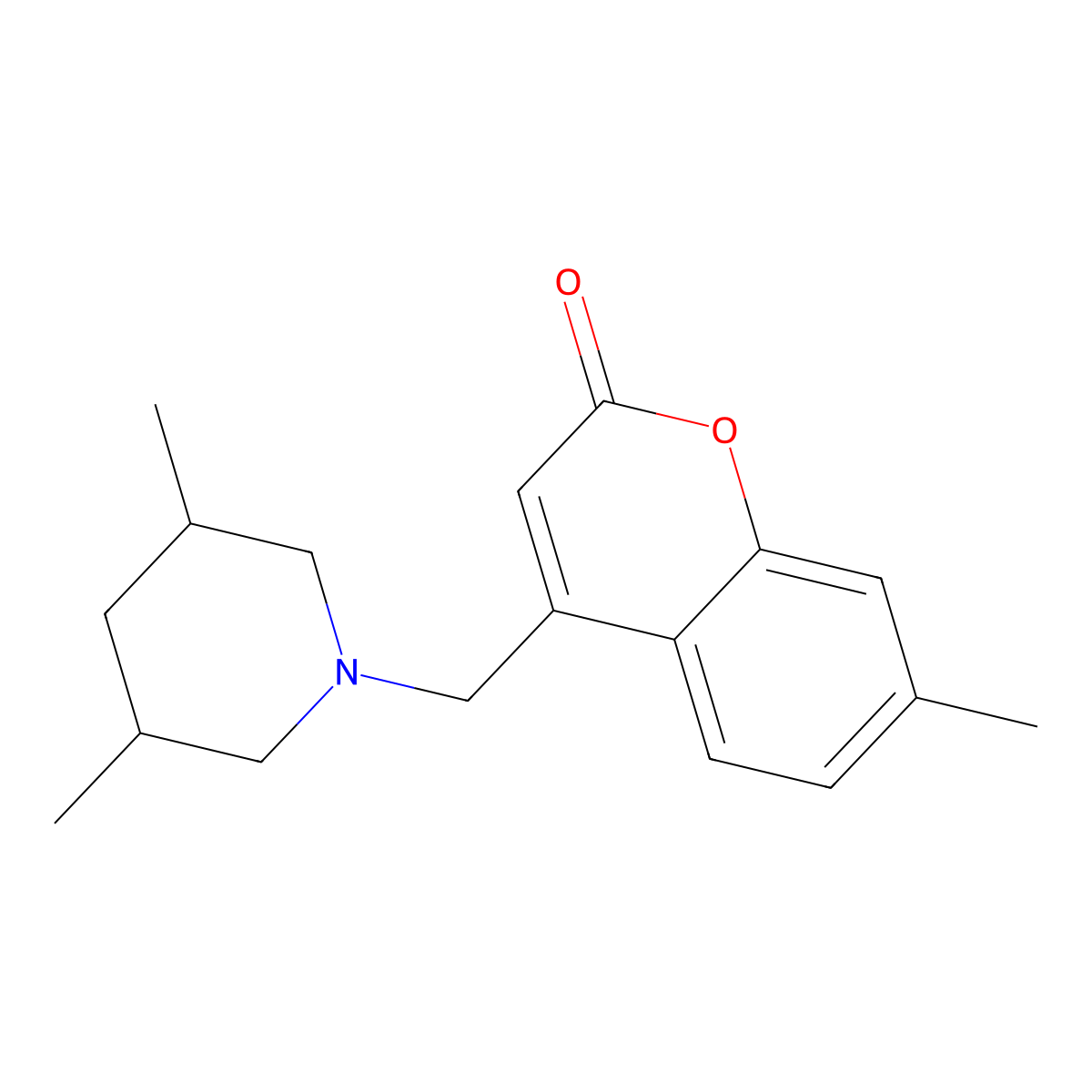 4-[(3,5-Dimethylpiperidin-1-yl)methyl]-7-methylchromen-2-one molecular structure, CAS 844826-44-4