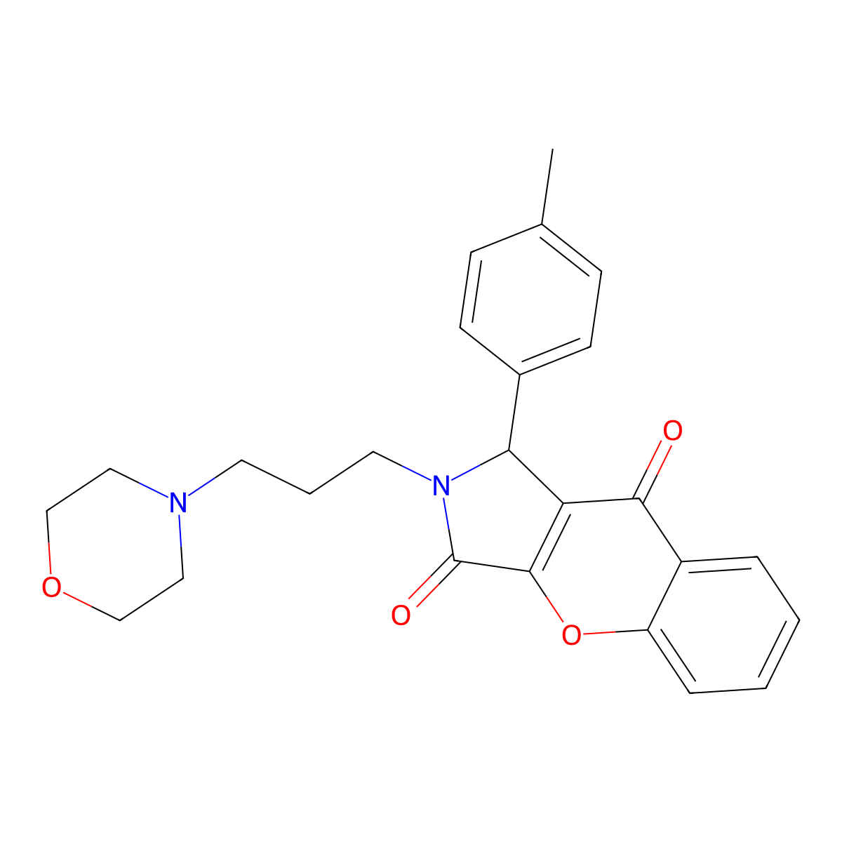 2-(3-Morpholinopropyl)-1-(p-tolyl)-1,2-dihydrochromeno[2,3-c]pyrrole-3,9-dione molecular structure, CAS 844827-23-2