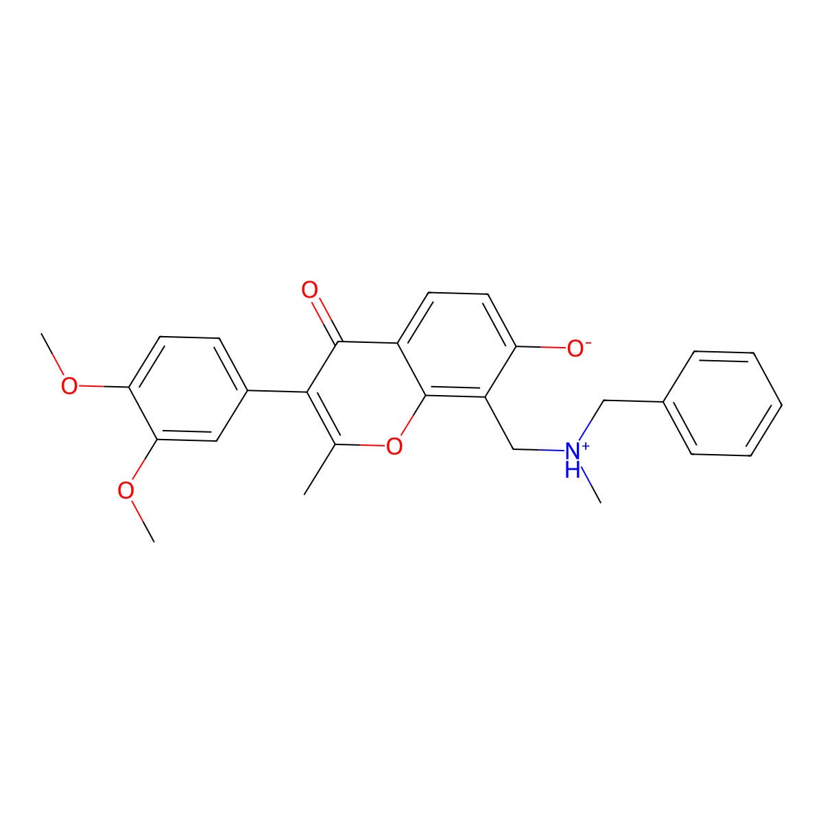 8-((benzyl(methyl)amino)methyl)-3-(3,4-dimethoxyphenyl)-7-hydroxy-2-methyl-4H-chromen-4-one molecular structure, CAS 844827-27-6