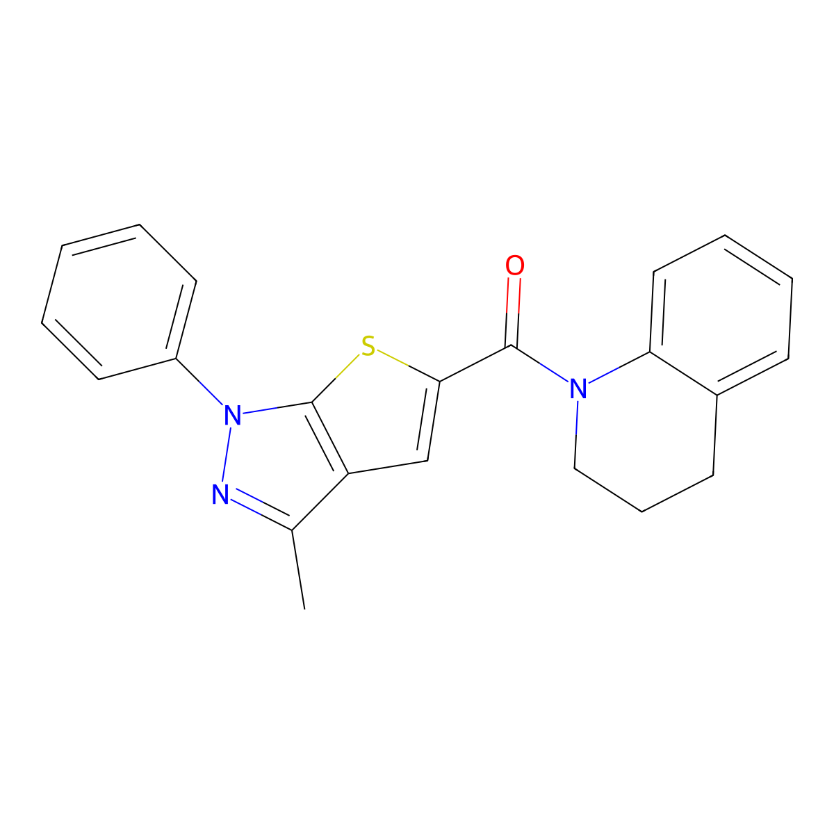 3,4-dihydro-2H-quinolin-1-yl-(3-methyl-1-phenylthieno[2,3-c]pyrazol-5-yl)methanone molecular structure, CAS 844827-61-8