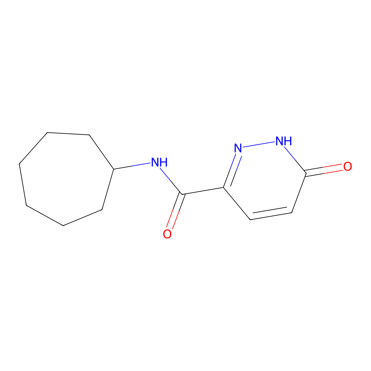 N-cycloheptyl-6-oxo-1,6-dihydropyridazine-3-carboxamide molecular structure, CAS 844827-62-9